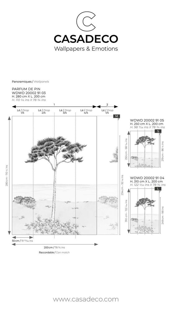 20002 - Papier Peint Intissé Parfum De Pin Noir Fusain  - M