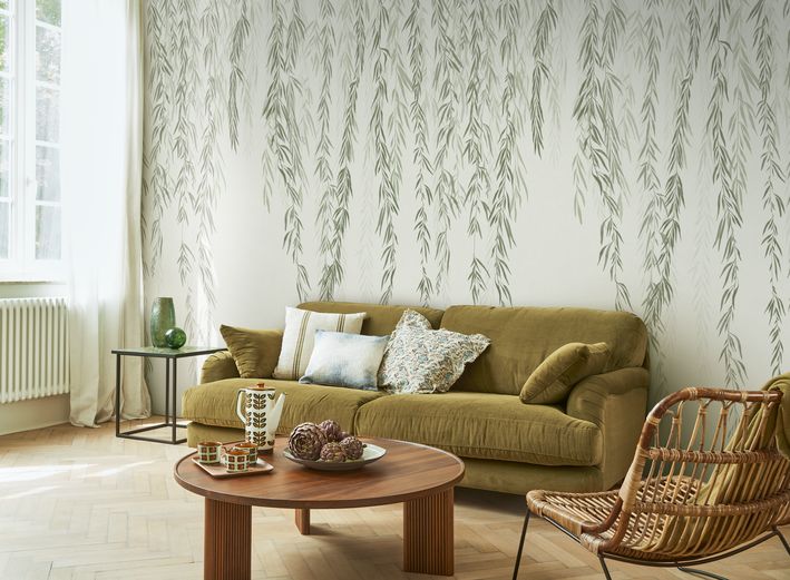 20015 - Papier Peint Intissé Murmures D'Automne Vert Lichen  - S