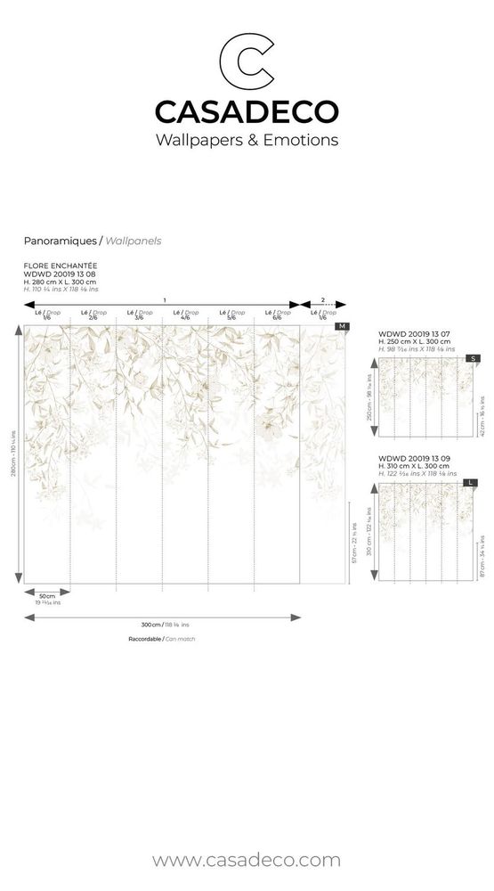 20019 - Papier Peint Intissé Flore Enchantee Naturel  - M