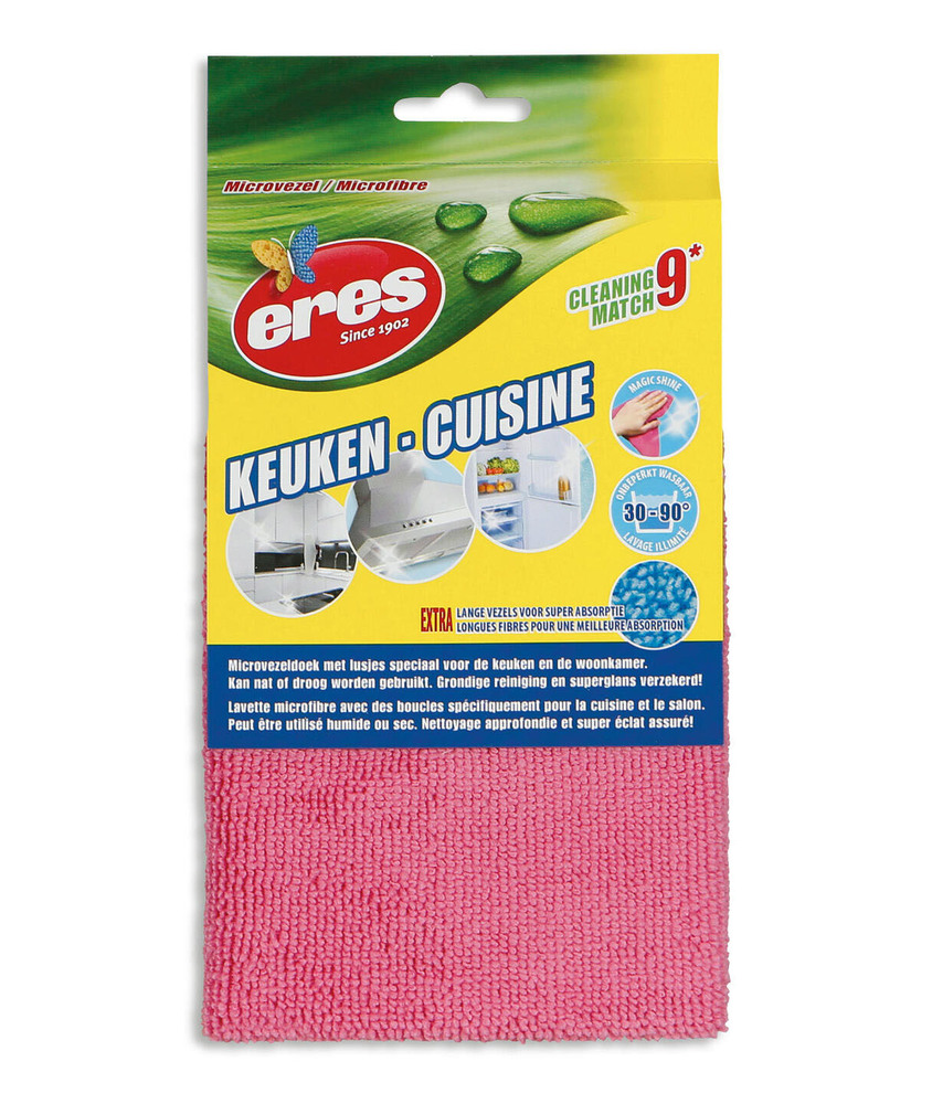Chiffon rose microfibre Eres pour le ménage et nettoyage de la cuisine
