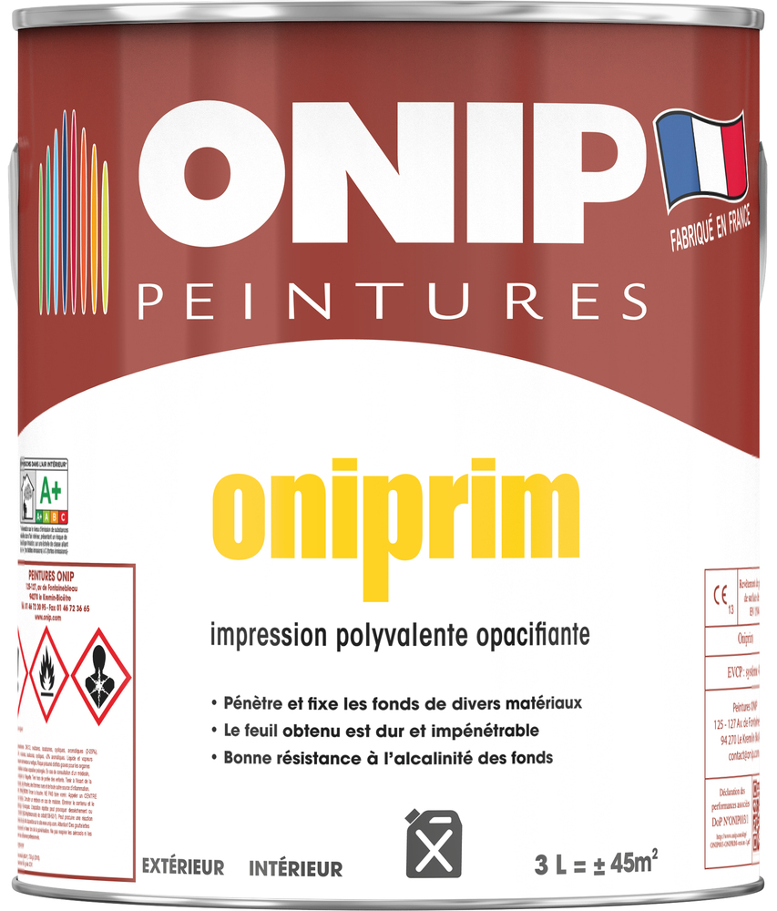Pot de peinture d'impression oniprim Onip Hydro G 16L pour blocage des fonds avant finition
