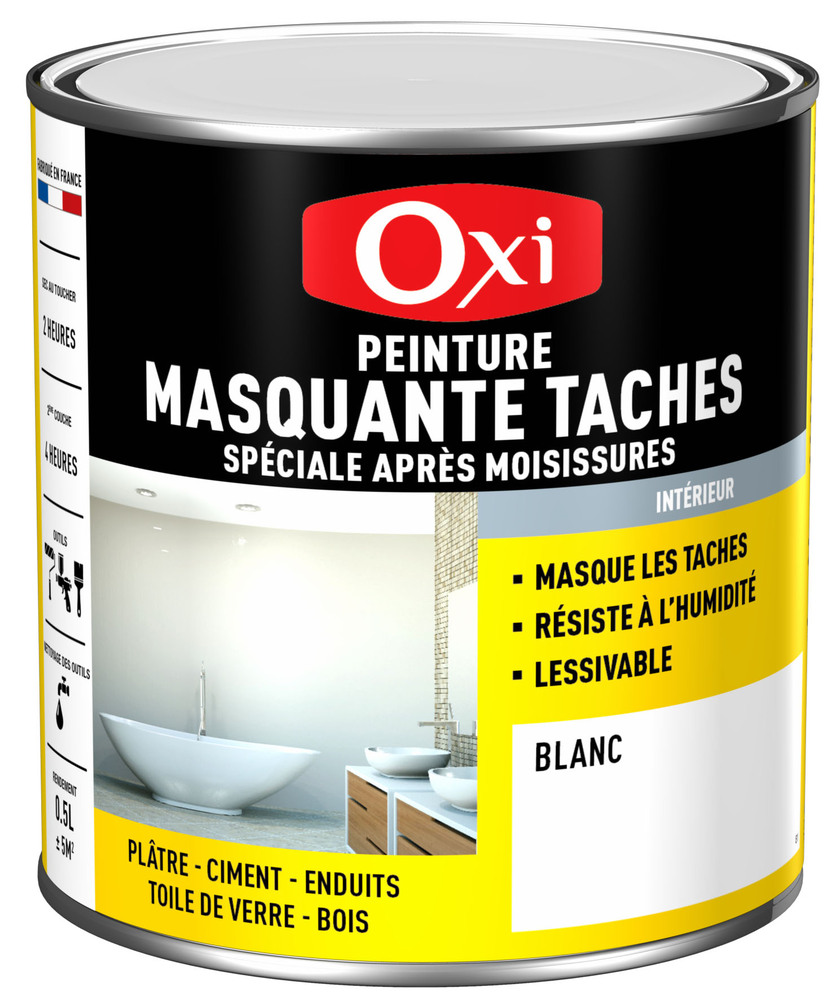 Peinture Masquante Taches Anti-Moisissures Blanc Satin 0.5L