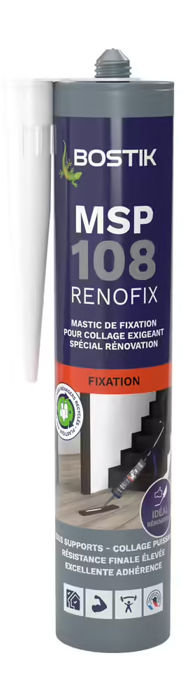 Mastic MSP 108 Renofix blanc en cartouche 290 ml pour collage et étanchéité professionnels
