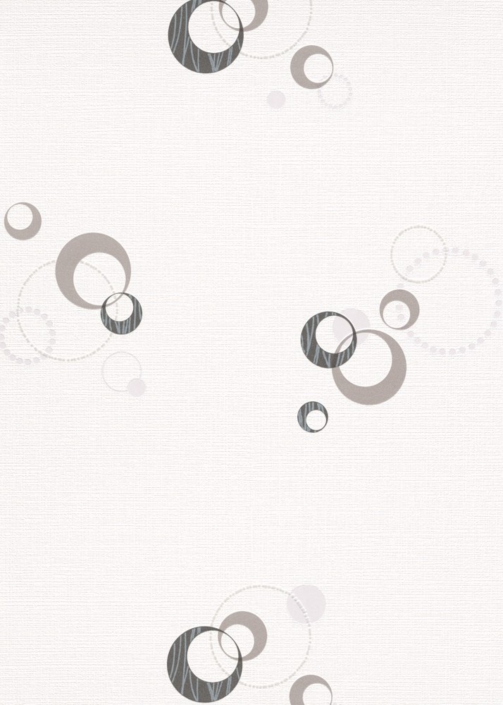 20012-10 - Papier Peint Vinyle Expansé sur Papier Cercles Gris Blanc