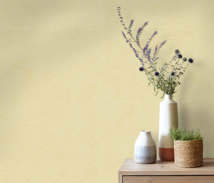 8912-03 - Papier Peint Vinyle Expansé sur Papier Jaune Pâle