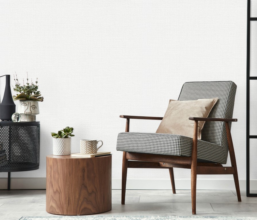 20013-10 - Papier Peint Vinyle Expansé sur Papier Lin Blanc