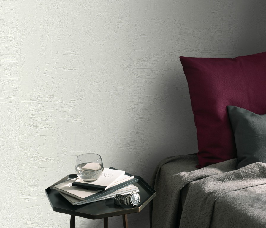 8586-01 - Papier Peint Vinyle Expansé sur Papier Cuir Blanc