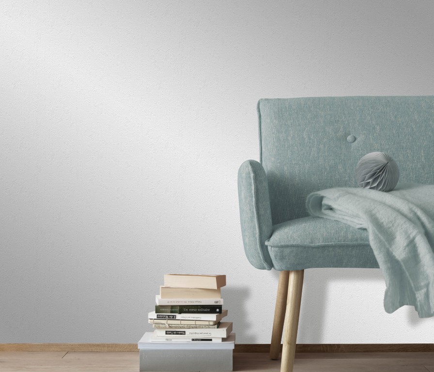 9187-1 - Papier Peint Vinyle Expansé sur Papier Grain de Plâtre Blanc