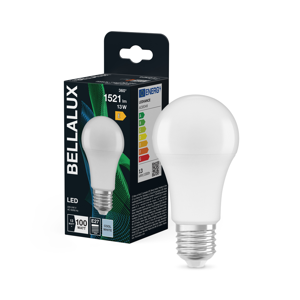 Ampoule LED Bellalux standard E27 opale 13W équivalent 100W blanc froid 1521lm