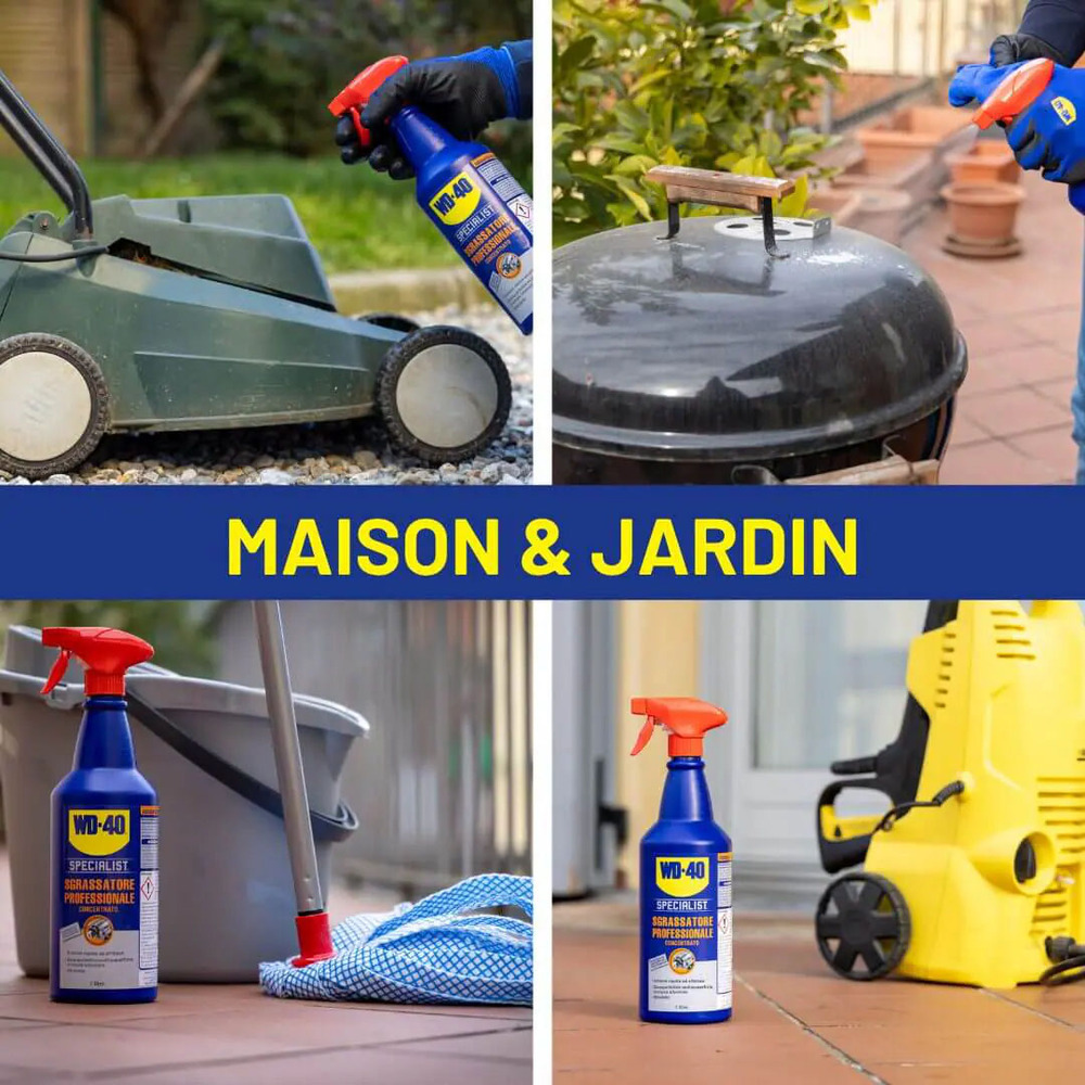 Application du pulvérisateur dégraissant professionnel WD-40 maison et jardin