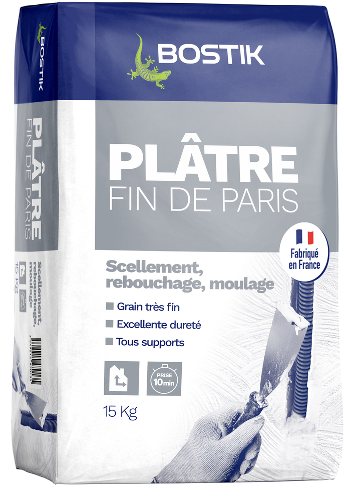 Plâtre Fin 15 kg en sac, pour enduit et lissage des murs intérieurs