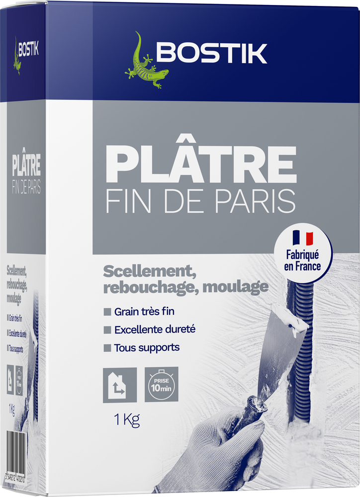 Plâtre Fin 1 kg en sac, pour enduit et lissage des murs intérieurs