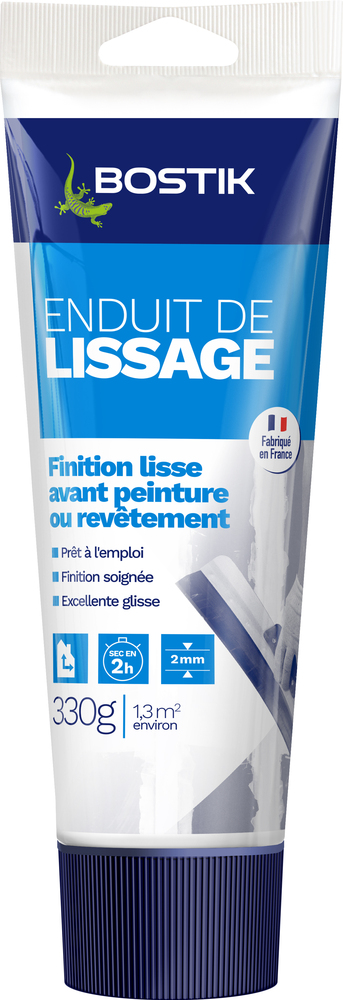 Enduit de lissage en pâte, tube de 330 g, prêt à l'emploi pour les surfaces intérieures.