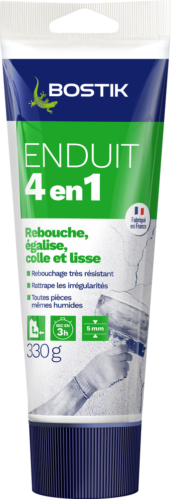 Enduit de rebouchage et lissage 4 en 1 en pâte prêt à l'emploi pour intérieur