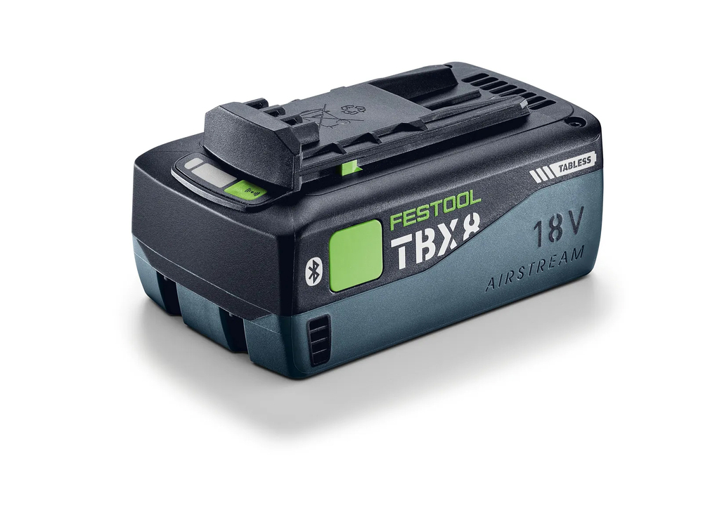 Batterie Festool 18V Airstream avec technologie Bluetooth et design Tabless.