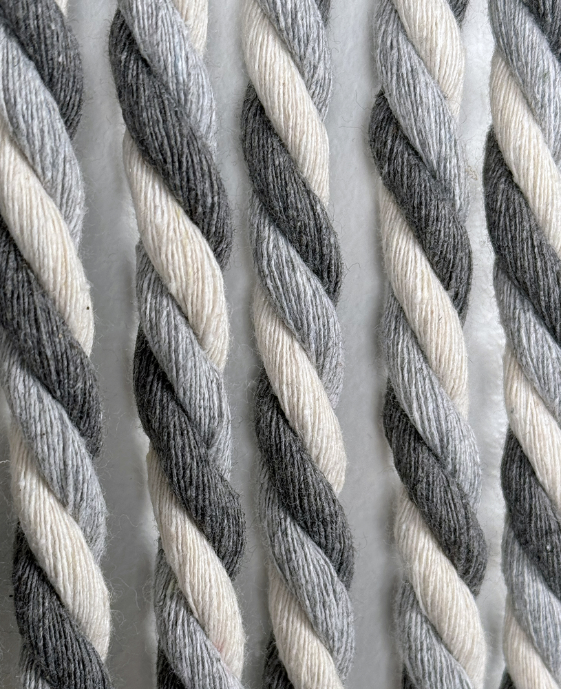 Rideau de Porte en Cordage Gris et Blanc Coton 90 x 200 cm