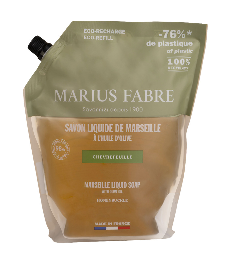 Eco recharge de savon liquide Marius Fabre Chevrefeuille 1L