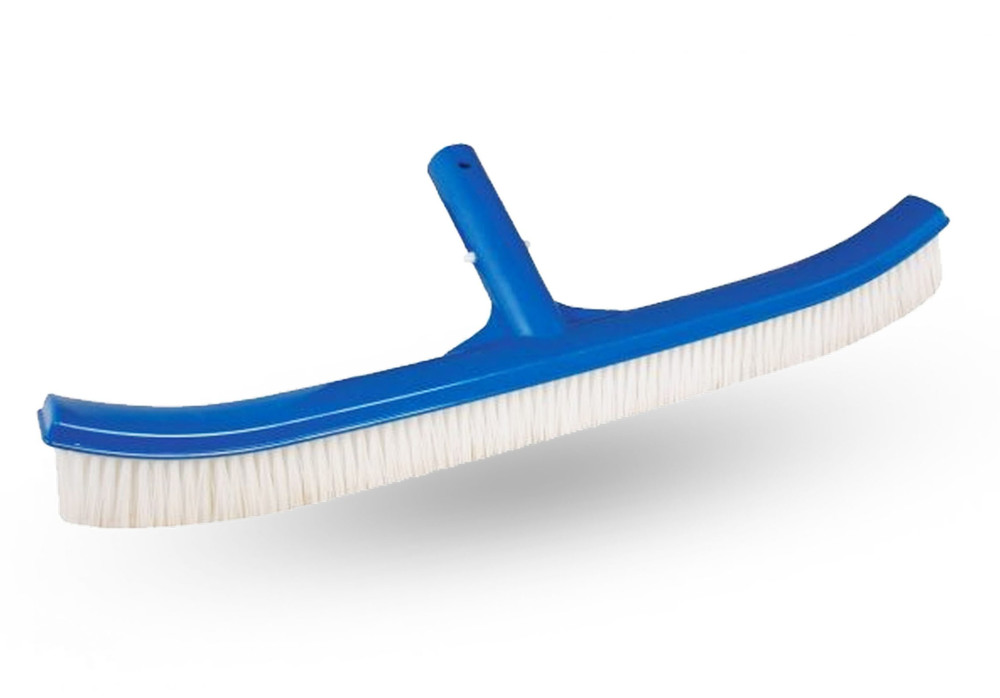 Brosse courbée Elite bleue pour nettoyer efficacement les parois et le fond des piscines.