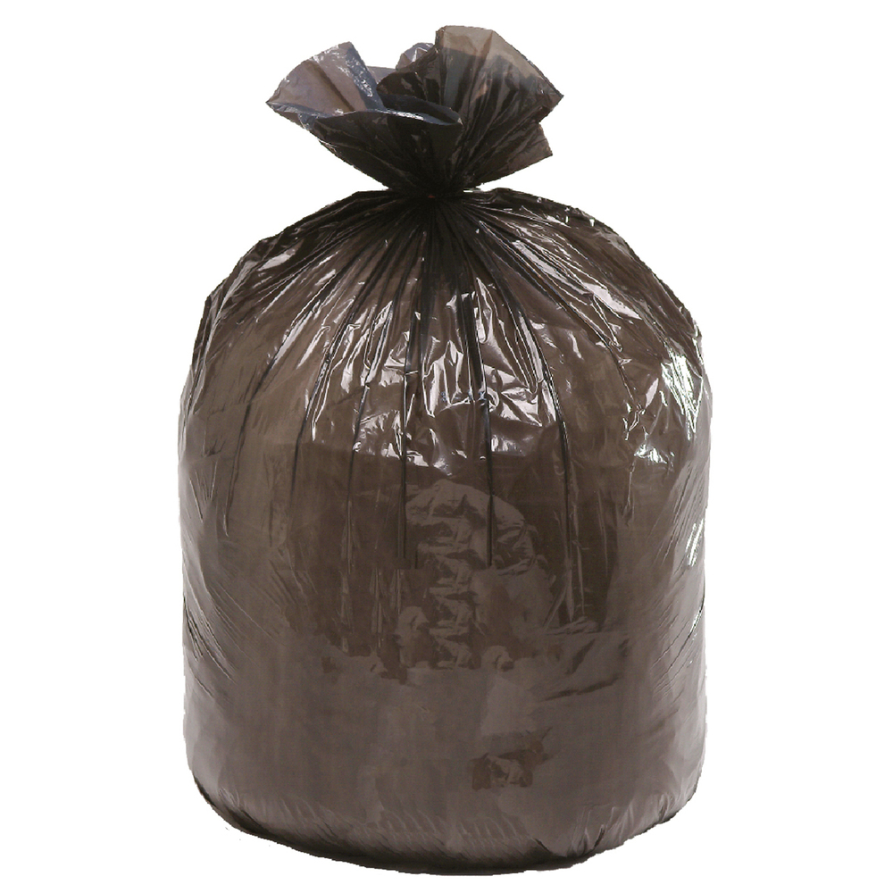 Grand sac poubelle noir 100L rempli et fermé par un nœud