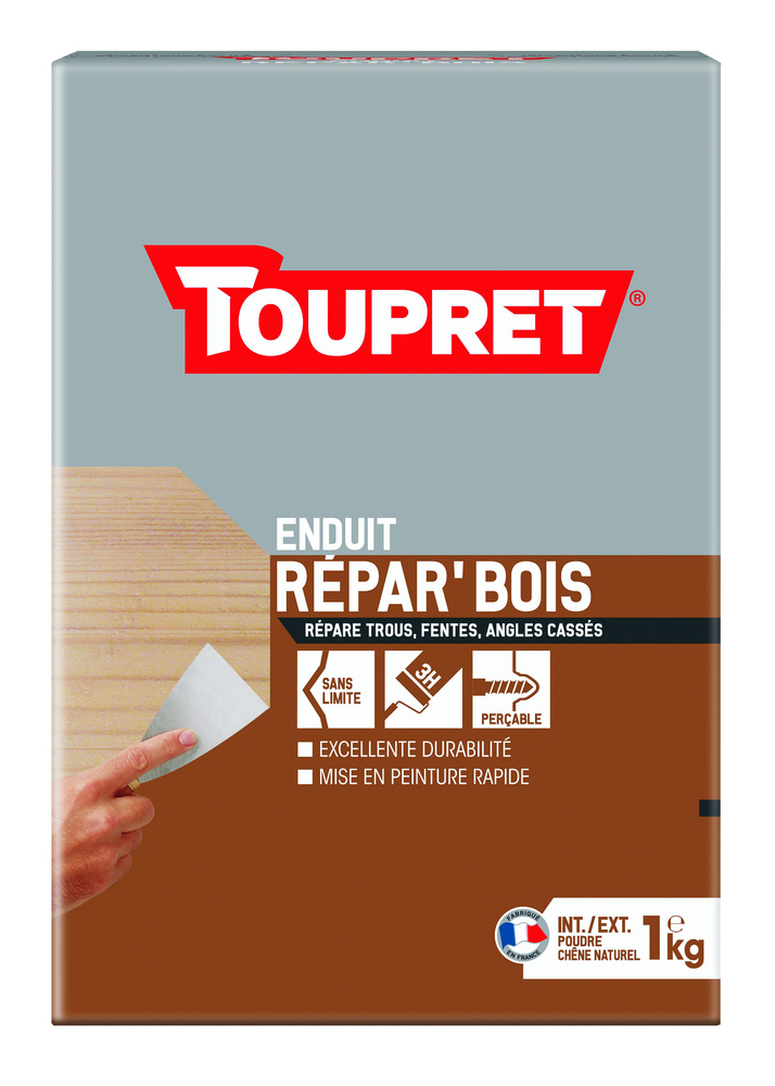 Enduit bois en poudre Repar'Bois 1 kg pour reboucher les trous et fissures du bois
