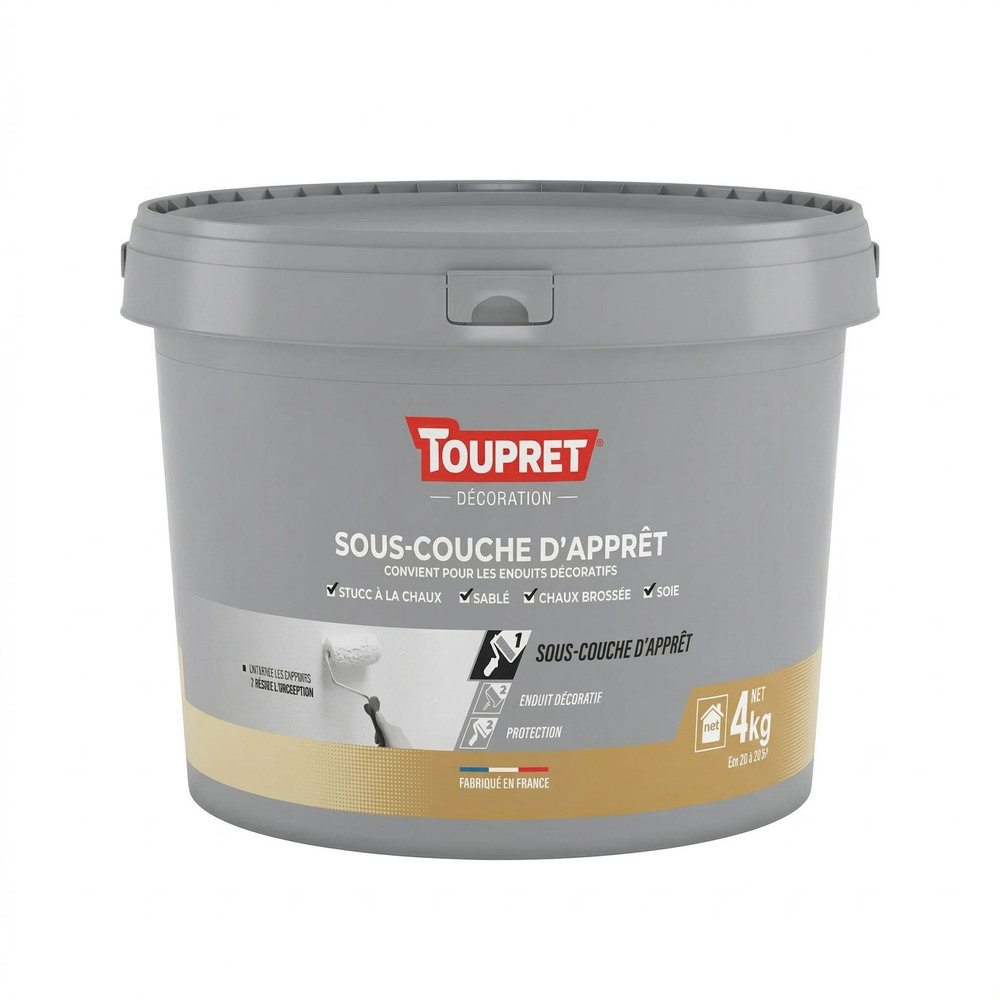 Pot de sous-couche d'apprêt 4 kg pour murs intérieurs avant application d'enduit décoratif