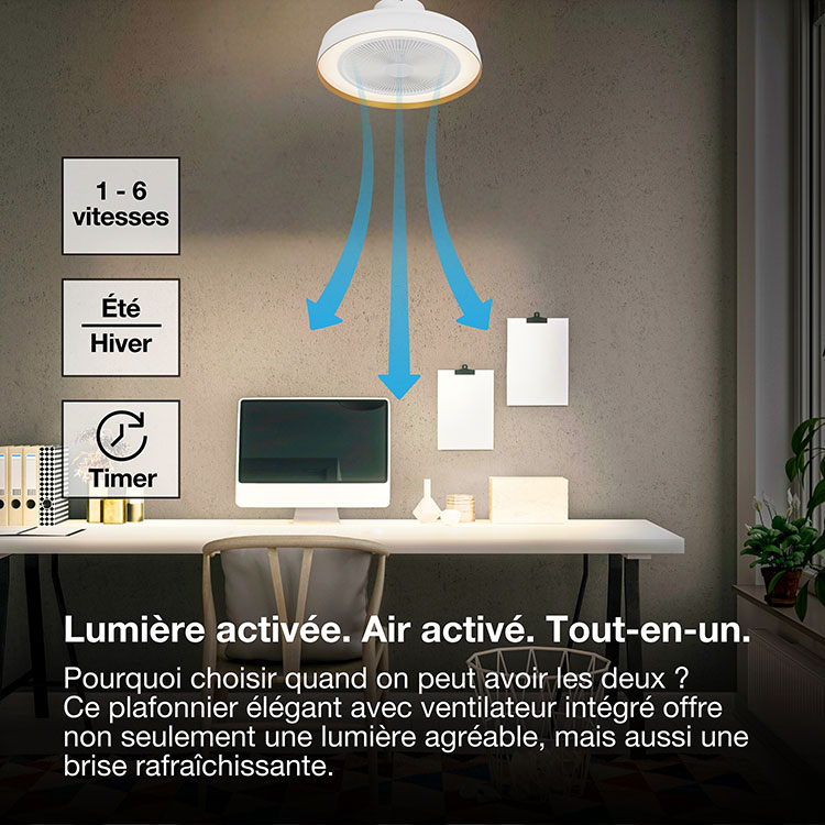 Ventilateur Plafonnier à Eclairage LED Compact 480 49W Blanc