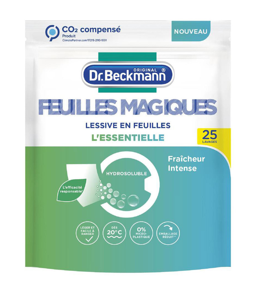 Paquet de Lessive en feuilles, 25 Feuilles Magiques L'essentielle, de Dr Beckmann