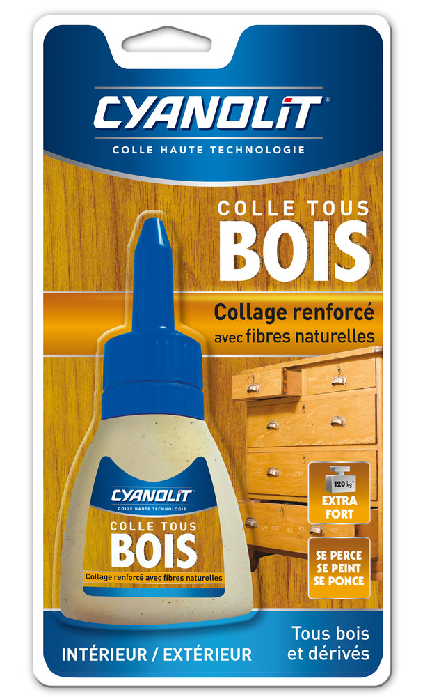 Colle bois Tous Bois et Dérivés Intérieur/Extérieur 54 g pour une adhérence forte et durable