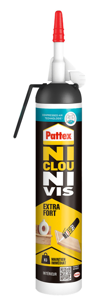 Colle Ni Clou Ni Vis Fix Extra Fort en cartouche de 266 g pour une fixation puissante et durable.