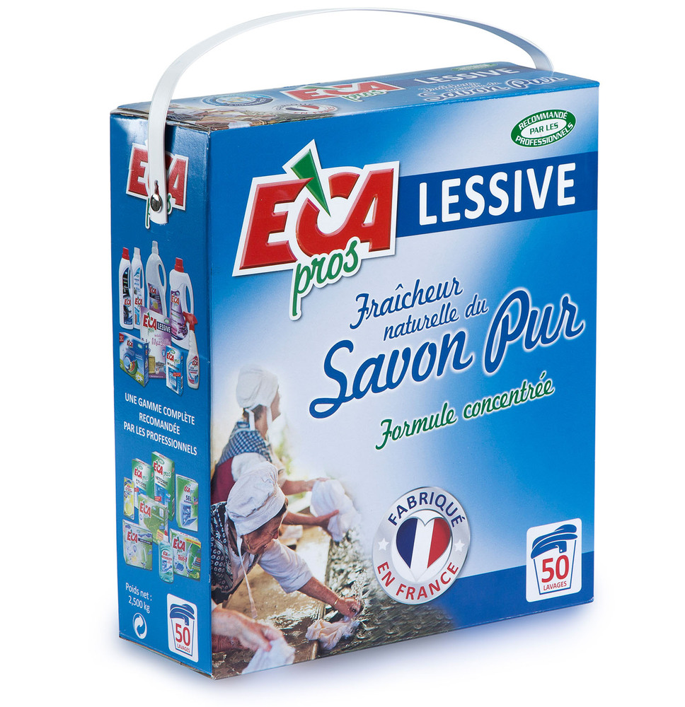 Paquet de lessive en poudre savon pur d'Eca Pros de 2.5kg pour 50 lavages
