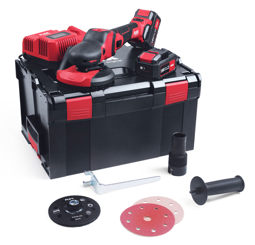 Coffret Ponceuse Supraflex 18,0 Volts Flex SE 125 18.0-EC Avec Chargeur et 2 Batteries
