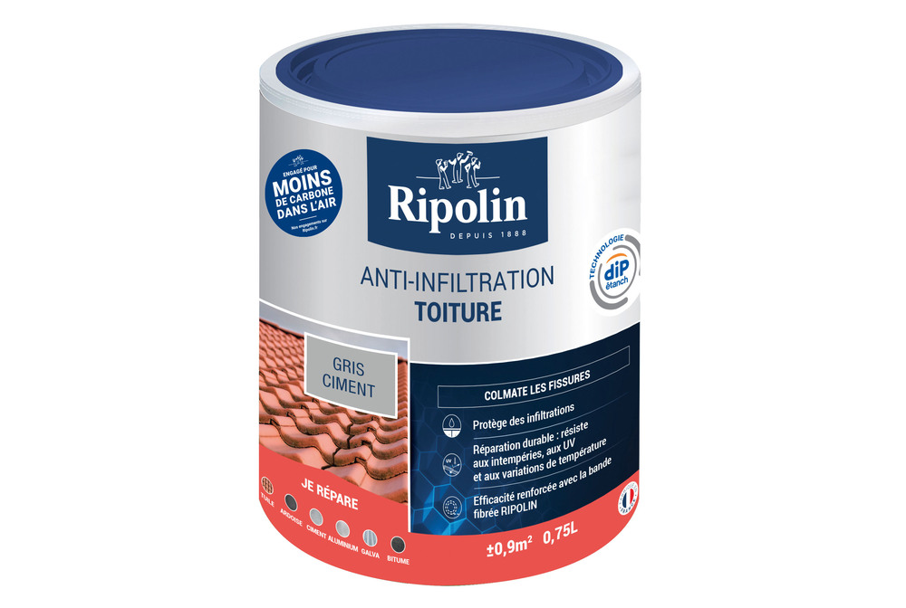 Pot d'anti-infiltration pour toiture Ripolin gris ciment 0.75L
