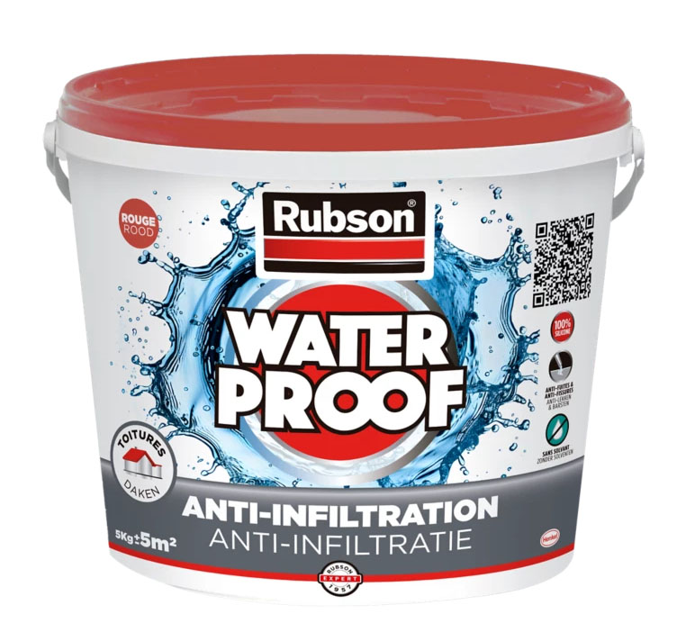 Pot 5 kg de Rubson Waterproof Anti-infiltration Toitures revêtement d'etanchéité rouge