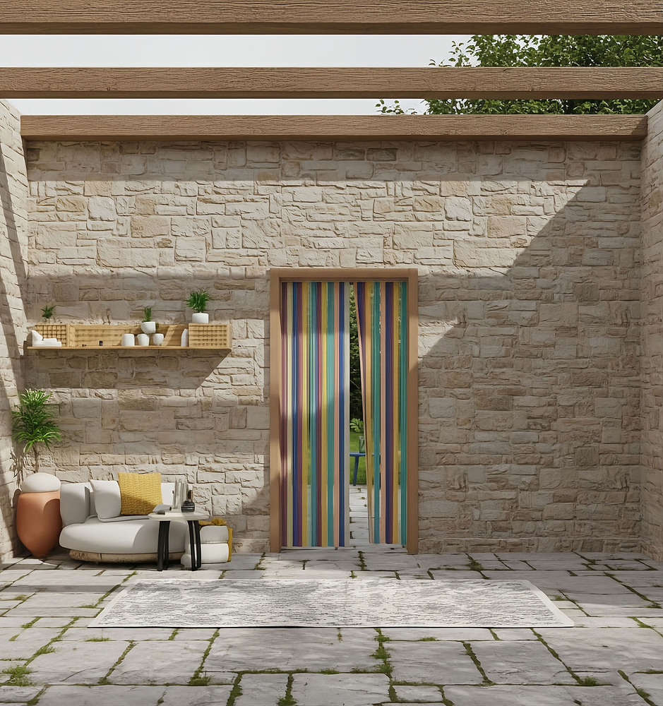 Rideau de Porte Lanières Tahiti Multicolore 90 x 220 cm