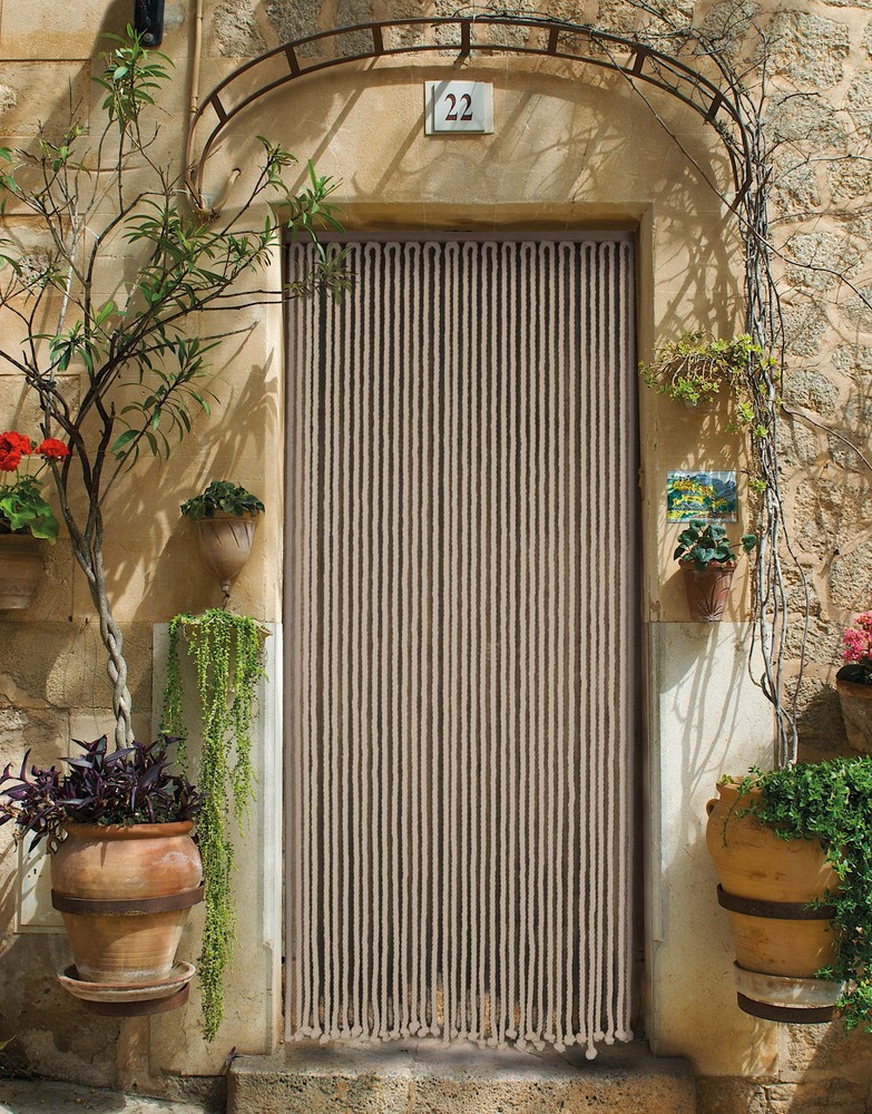 Rideau de porte en cordage de coton tressé écru 90x200 cm, style bohème et naturel.
