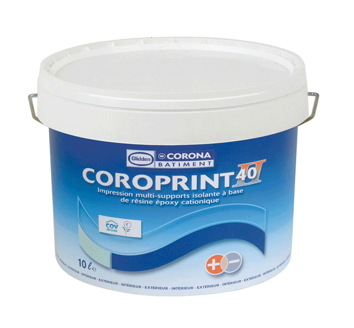 Bidon de primaire d'accrochage Coroprint 40, de couleur blanche, pour supports de construction