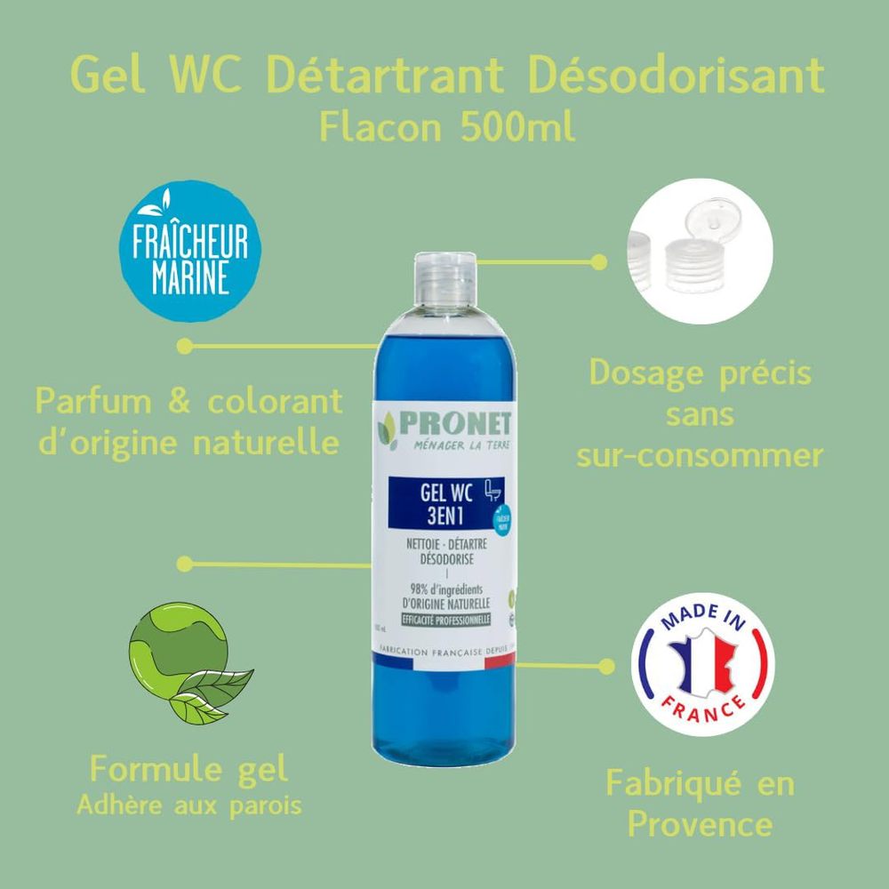 Gel WC Détartrant Désodorisant Ecocert 500 ml