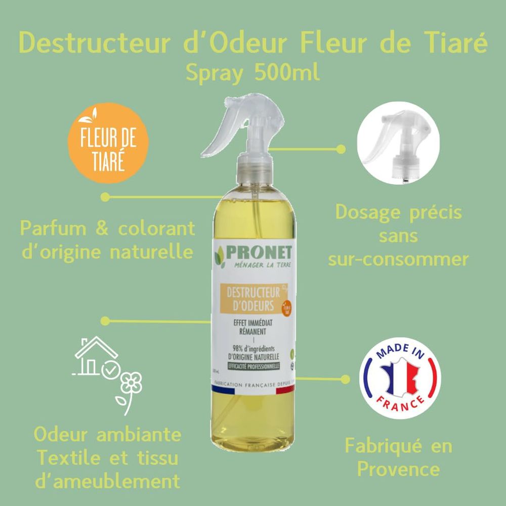 Spray Destructeur d’Odeurs Fleur de Tiaré 500 ml