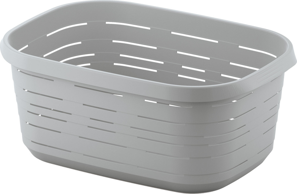 Panier à linge rectangulaire Signature gris 48L avec poignées de transport