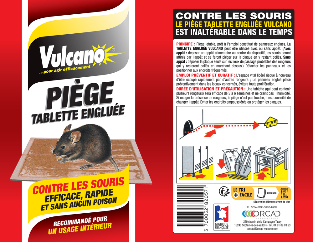 2 pièges à glue Vulcano petit modèle pour souris