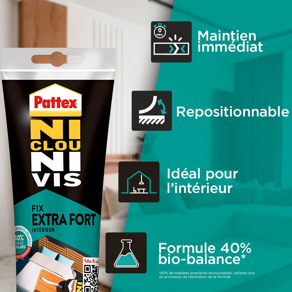 Détails sur la Colle PATTEX Fixation Ni Clou Ni Vis Extra Fort Mass Balance 260 g