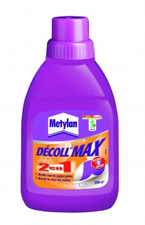 Décolleur d'adhésif Décoll'max 2 en 1, flacon de 500 ml pour éliminer colles et résidus.
