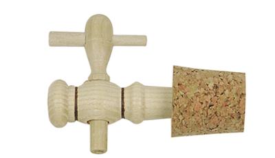 Robinet vinaigrier 4 P et bonde percée 32mm pour fût, en plastique alimentaire