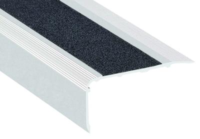 Nez de Marches "Bande Carborundum" Bord Sifflet Alu Incolore 36mm Percé-Fraisé 67x32mm 3m