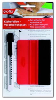 Kit d'application de films autocollants comprenant un cutter de précision et une raclette lisseuse