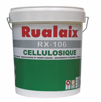 Enduit cellulosique en poudre RX-106 à prise rapide, sac de 10 kg, idéal pour reboucher les trous sur murs intérieurs.