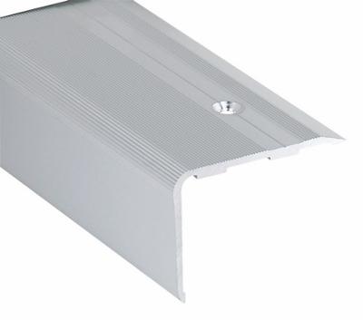Nez de Marches "Dessus Striés" Strié Jupe Large 48x34mm Alu Incolore 4m