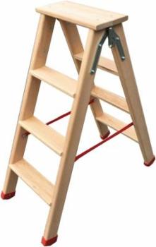 Échelle double en bois 3 marches plates avec tablette porte-outils