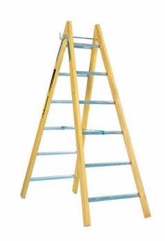 Échelle double de menuiserie MD2 en bois et aluminium à 6 marches, robuste et stable