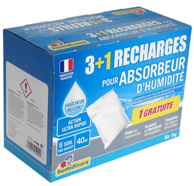 Humidivore neutre, lot de 3 recharges de 1kg + 1 GRATUITE